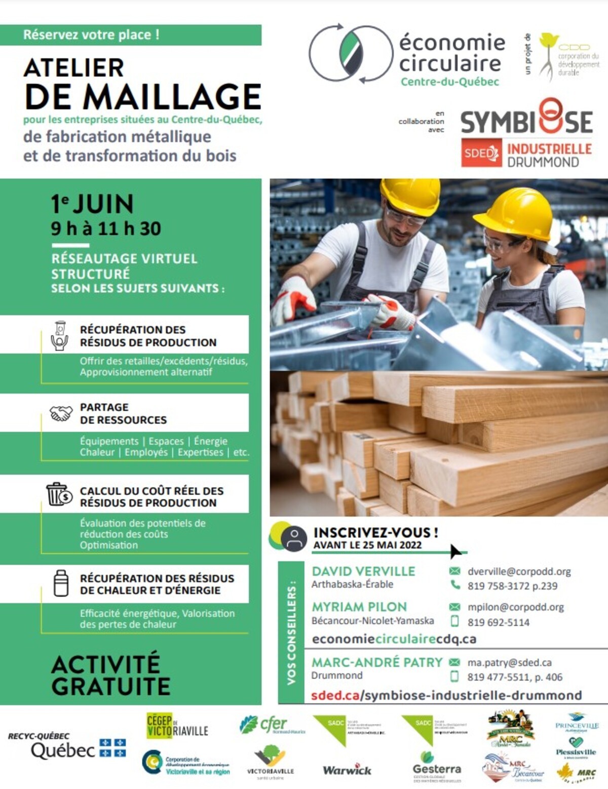 Atelier de maillage pour les entreprises de fabrication métallique et de transformation du bois situées Centre-du-Québec